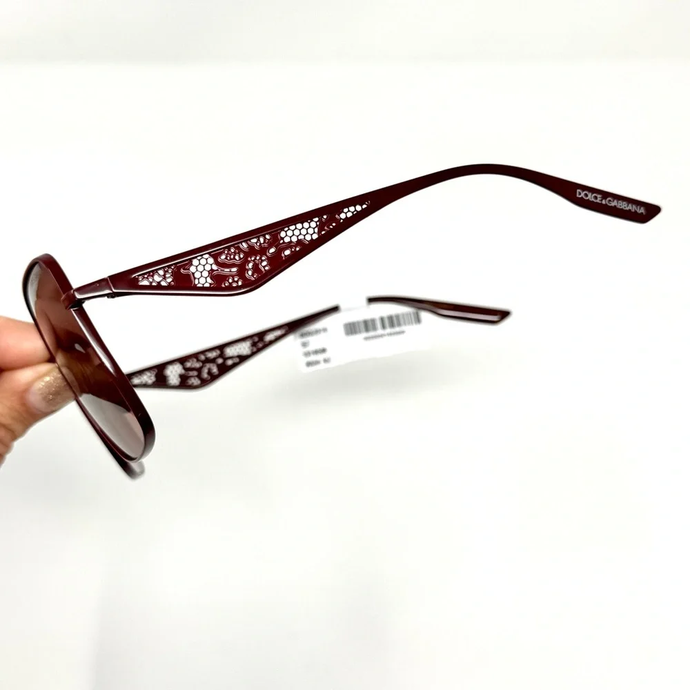 DOLCE & GABBANA Lace Square Sunglasses 57mm In Bordeaux - Picture 10 of 16